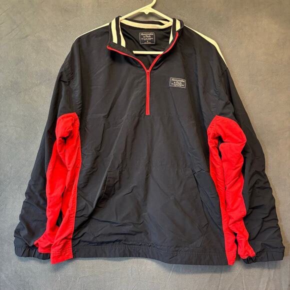 Abercrombie & Fitch Pullover Windbreaker Jacket Anorak Logo Preppy Track Medium - Picture 14 of 14